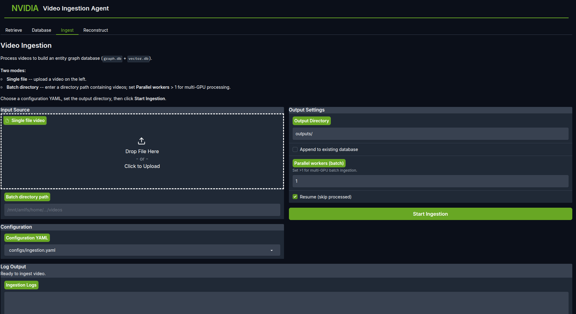 Web Interface — Video Ingestion Agent 0.1.0